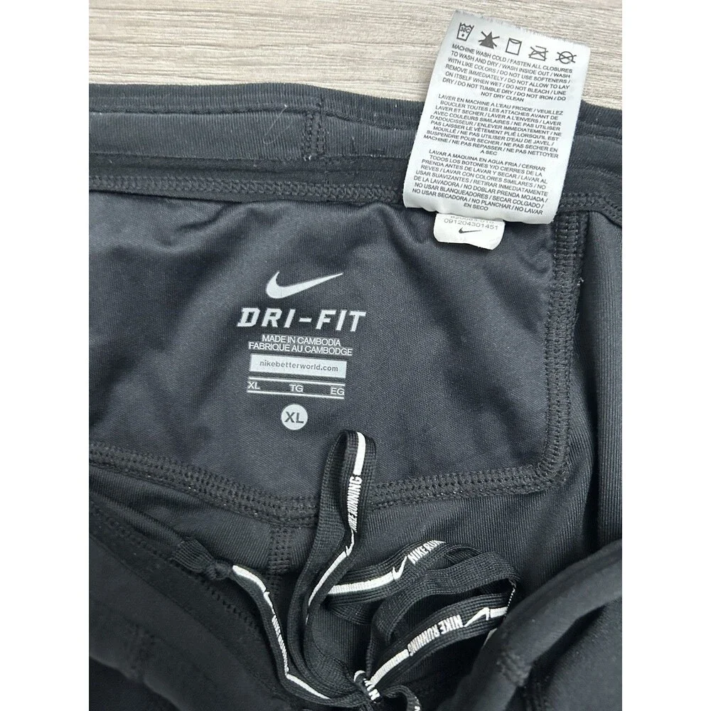 Nike Dri-FIT Men’s Running Leggings Black Reflective Zip Ankle Size XL - Picture 3 of 9